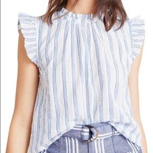NWOT Anthropologie Blue and White Striped Isabella Sinclair Blouse Small